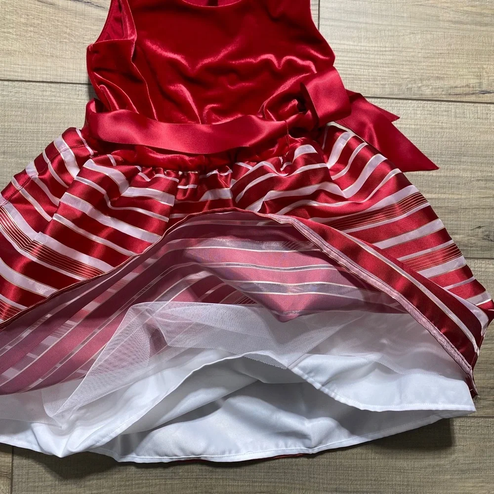 The Childrens Place Girls‎ Sleeveless Striped Holiday Dress Size Small 5/6 Red
